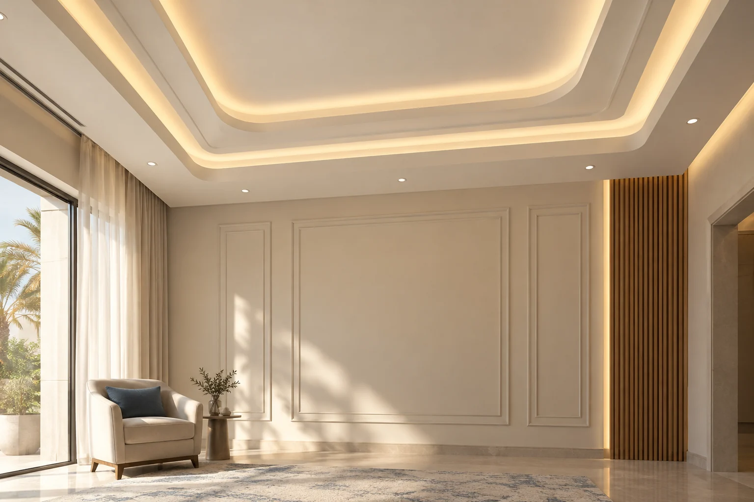 Gypsum ceiling and decorative painted walls