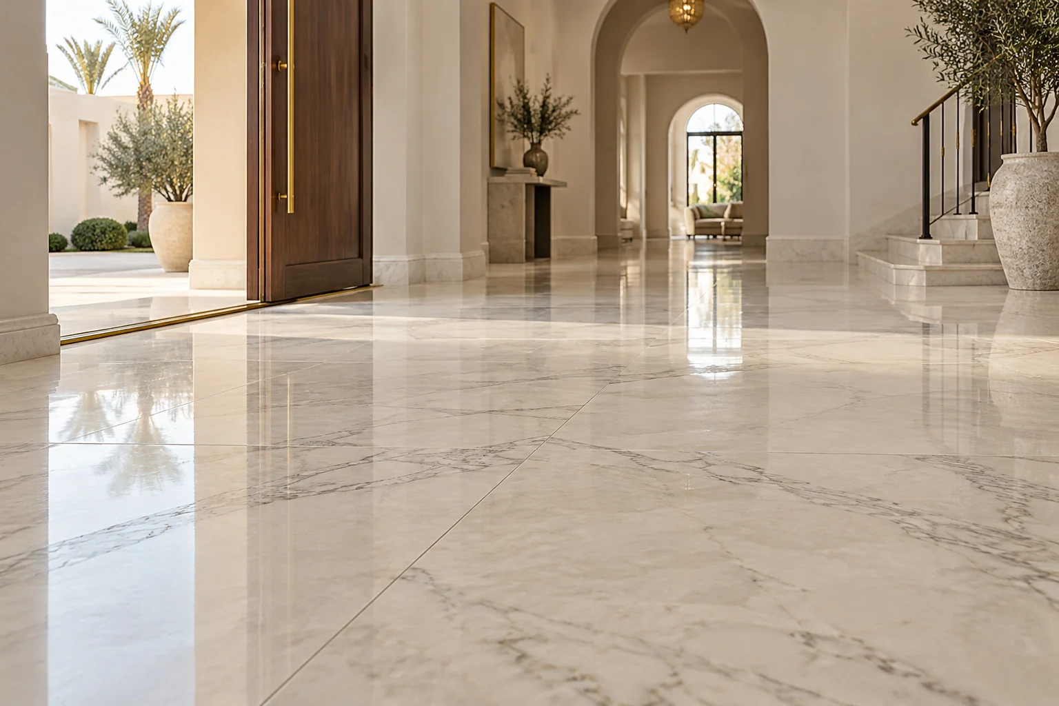 Marble flooring in a villa entrance