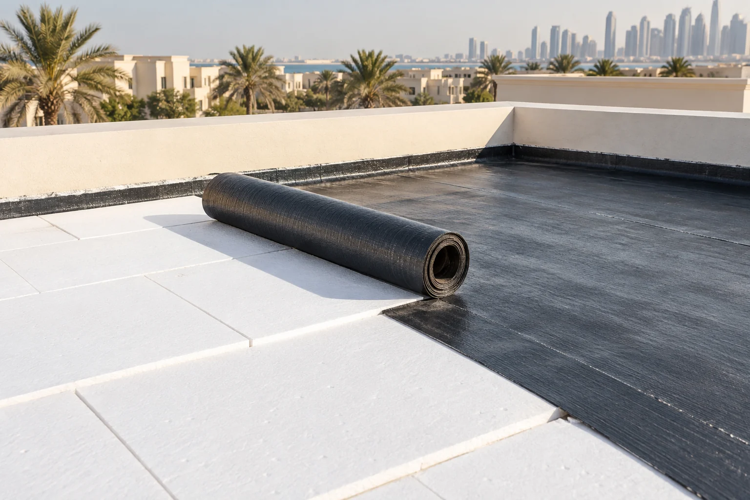 Roof waterproofing membrane and insulation