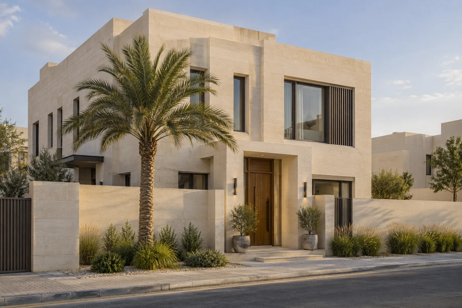 Contemporary renovated villa facade
