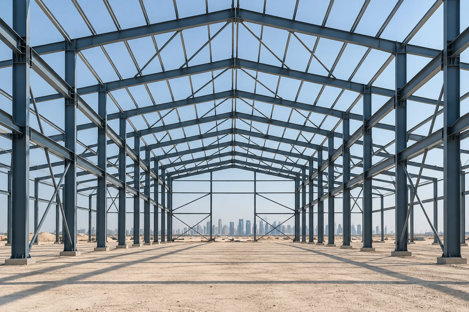 Industrial warehouse steel frame