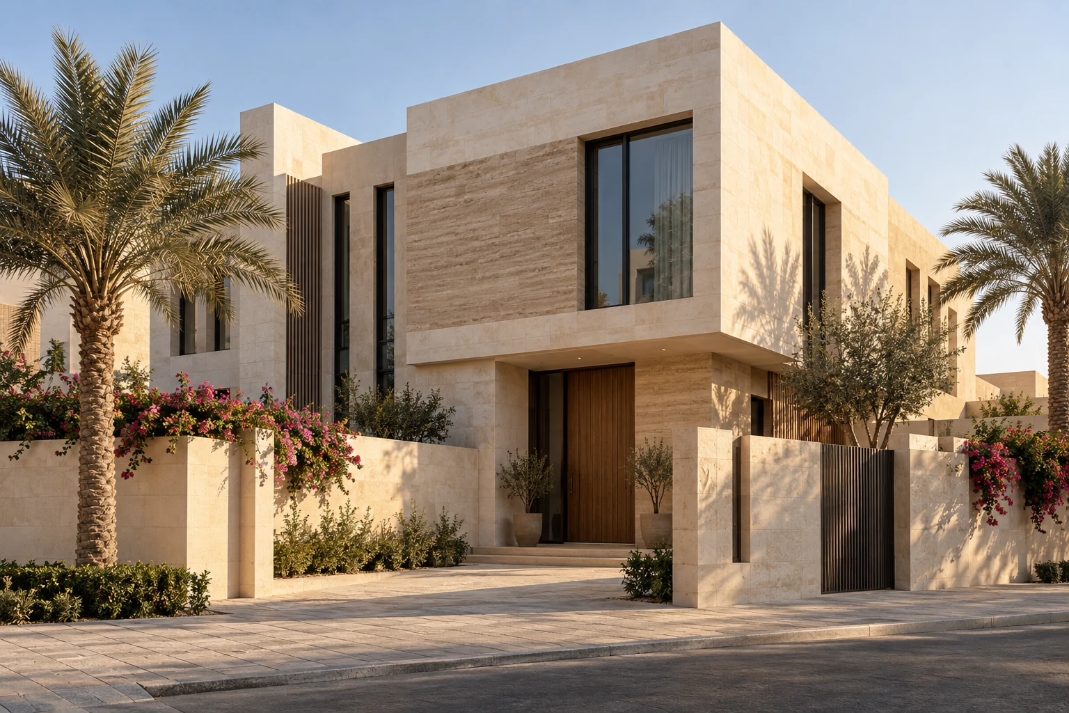 Contemporary stone villa exterior
